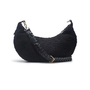 NEW Jules Kae Zola Black Sherpa Crossbody Bag Teddy Purse Vegan Leather NWT